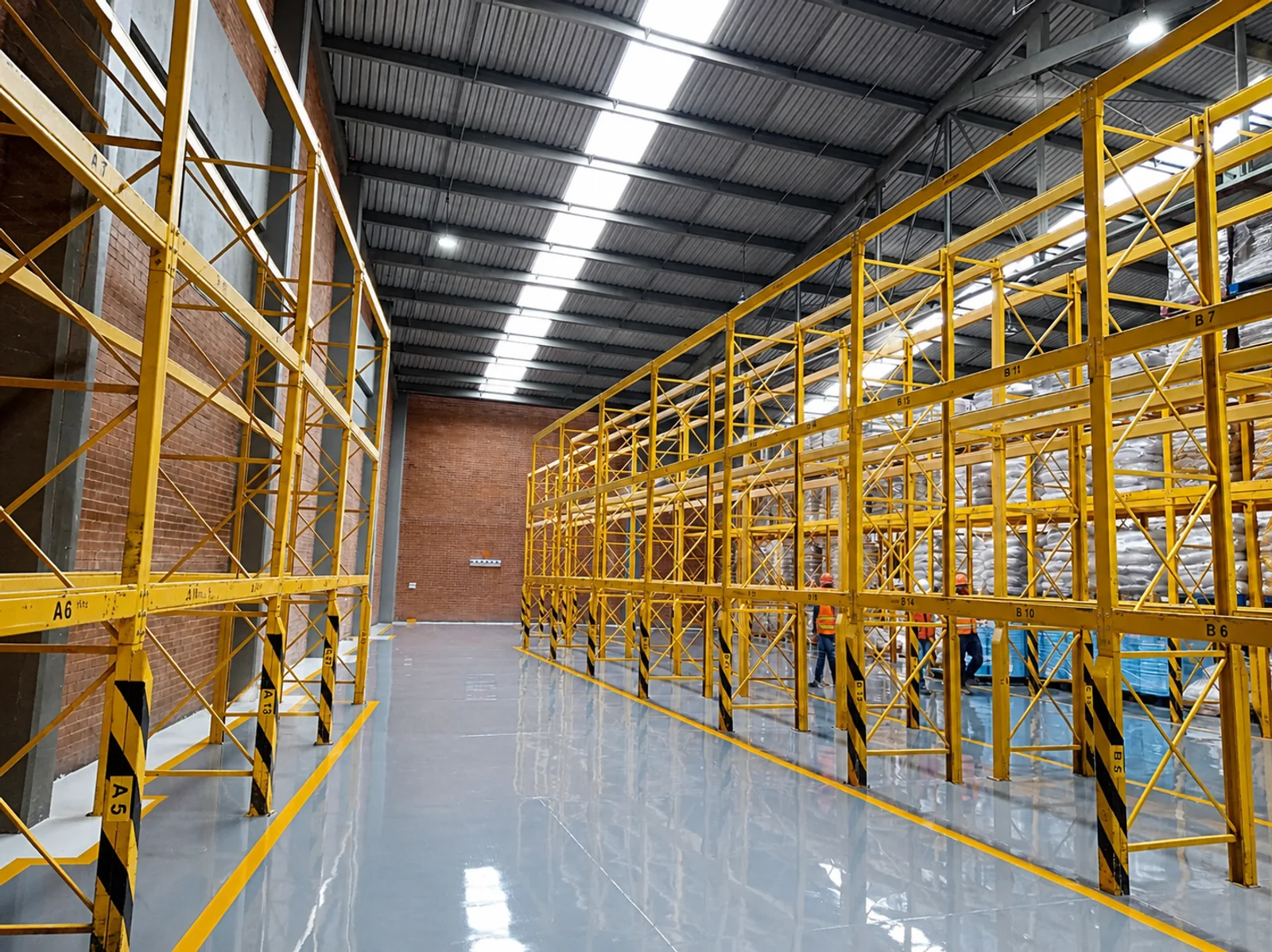Autonivelante epóxico — Aplicación industrial · Autonivelante epóxico en planta · PR Epóxicos México