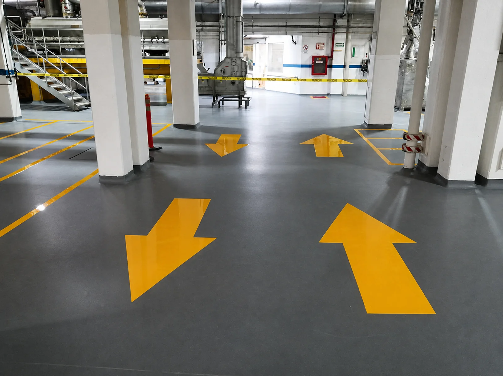 Uretano cementicio — Aplicación industrial · Uretano cementicio en planta · PR Epóxicos México