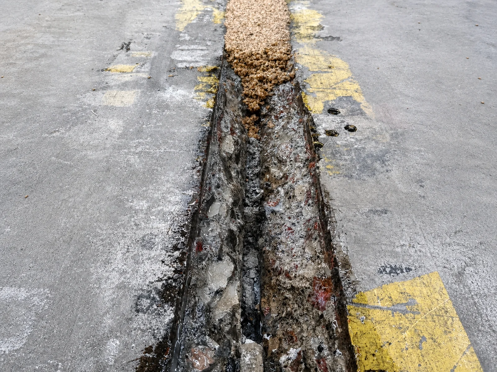 Bacheo y relleno de juntas — Aplicación industrial · Bacheo y relleno de juntas en planta · PR Epóxicos México