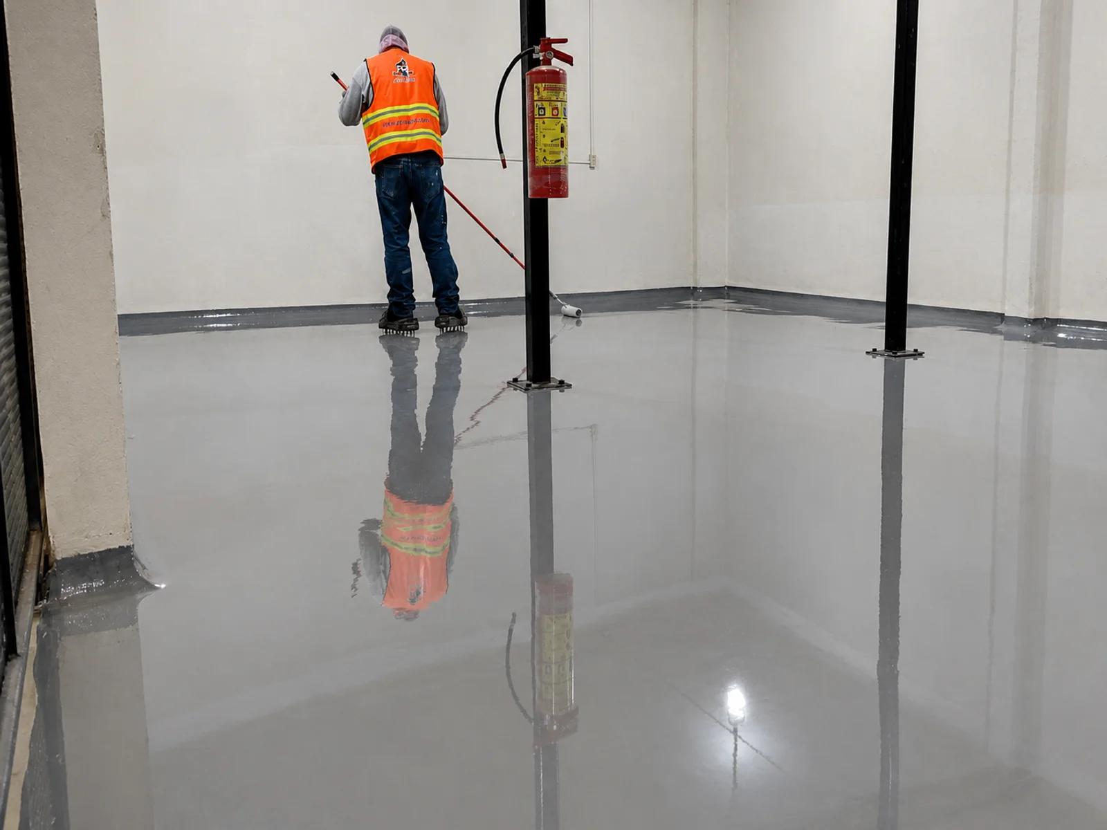 Piso ESD Antiestático — Aplicación industrial · Piso ESD Antiestático en planta · PR Epóxicos México