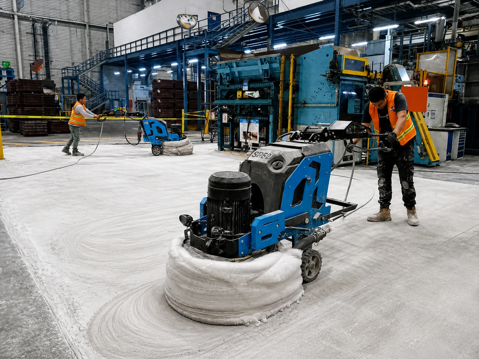 Desbaste, pulido y abrillantado — Aplicación industrial · Desbaste, pulido y abrillantado en planta · PR Epóxicos México